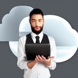 生成AIが描いた雲とビジネスマンのイラスト