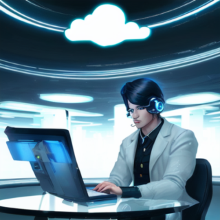 生成AIで描いた雲とビジネスマンのイラスト